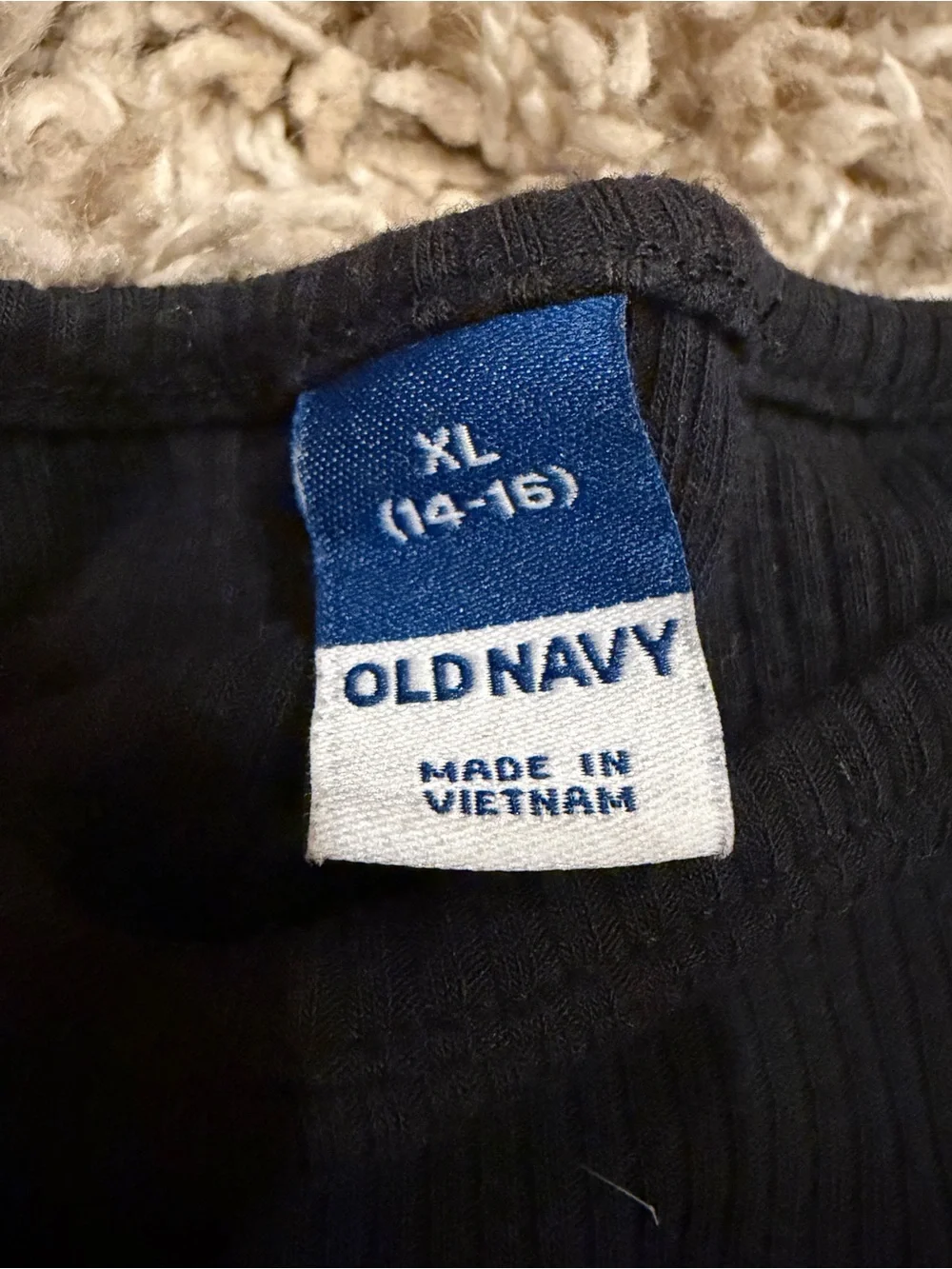 Old Navy Black Ribbed Tank with Side Drawstring